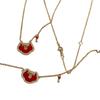V Gold Book Small Red Lock Ruyi Key Necklace Women's Diamond Agate Collarbone Chain Versatile Light Luxury