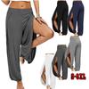 Damenmode-Haremshose, seitlich geteilt, Jogging, Hippie, Yoga, Strand, einfarbig, Sporthose