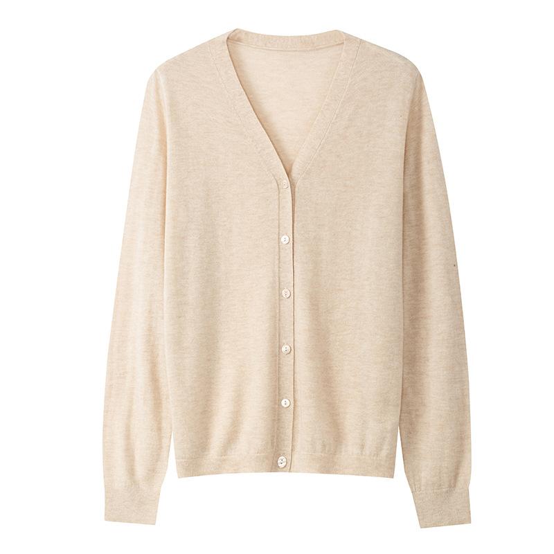 Autumn New 0 Wool Cardigan Women's Blouse Collar with Casual Long-sleeved Knitted Sweater Jacket Thin Top