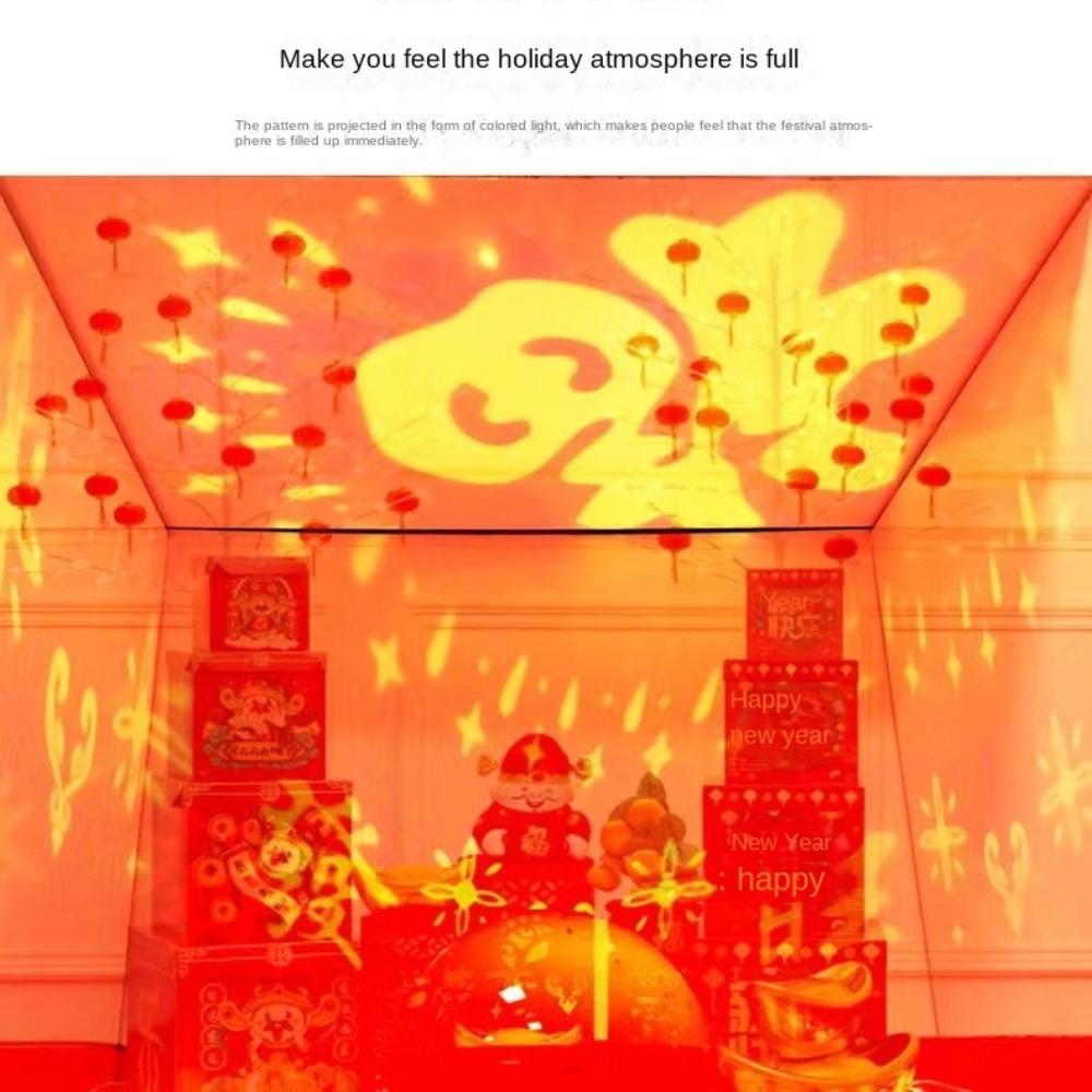 Red Color Changing New Year Lantern Rotating LED Atmosphere Lamp Self Flashing Automatic Chinese Fuzi Light Bulb Home Decor