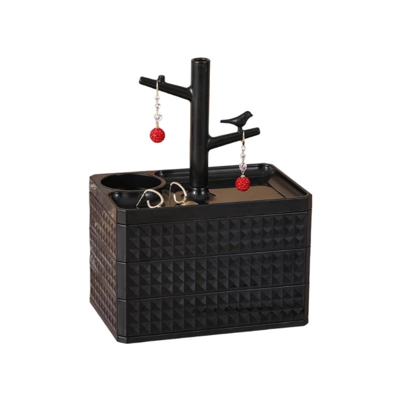 

Multiple Layer Rotating Jewelry Storage Box for Cosmetics Small Items Featuring 360 Rotation Stylish Look Easy Cleaning чорний