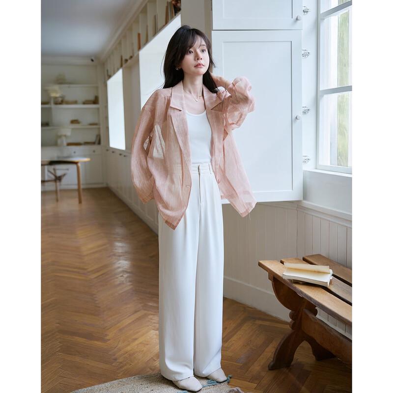 Women's Misty Fog Sakura One-Button Loose Fit Blazer