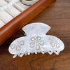 Korean Style Rhinestone-inlay Hair Claw Flower Acrylic Hair Claw Women Shark Clip  Headwear