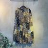 C S In The Room Tara Flower Pattern Pleated Flare bandIng Long Skirt C