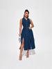 Women's Sleeveless Denim Dress with Split: Fashionable Long Dress