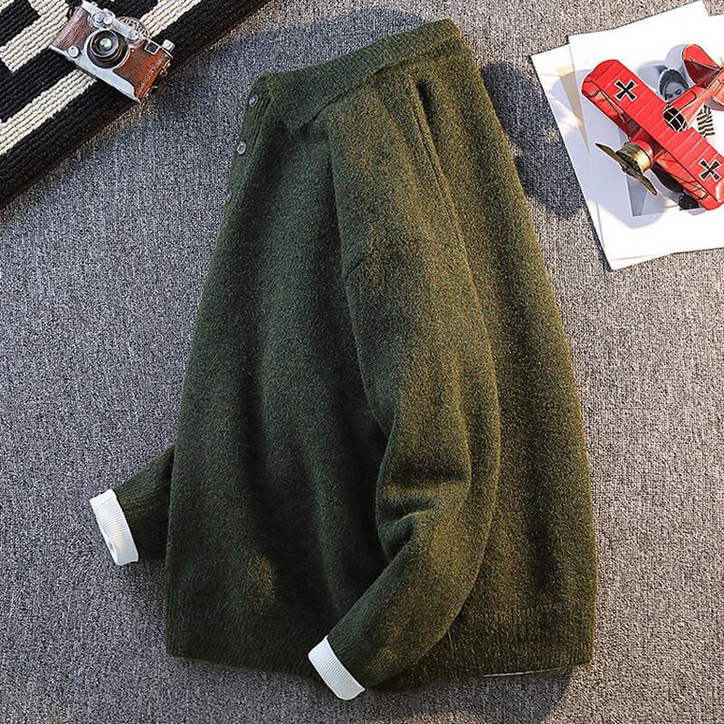 Men's Relaxed Fit Turn-down Collar Knit Sweater