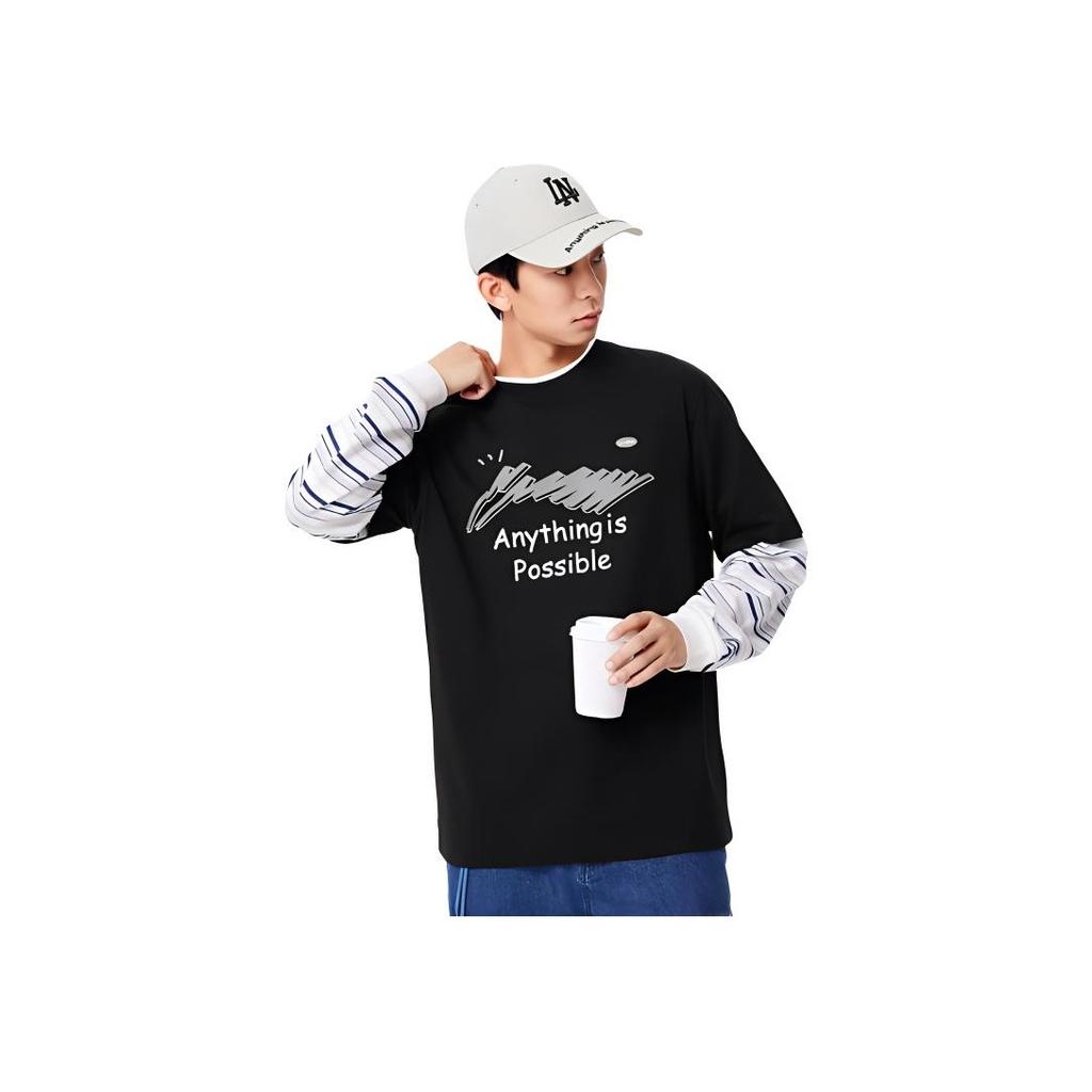 Li Ning Sports Lifestyle Series American Casual Logo Letter Round Neck Comfortable Breathable Versatile Loose Summer Short Sleeve T-Shirt AHSU669-1