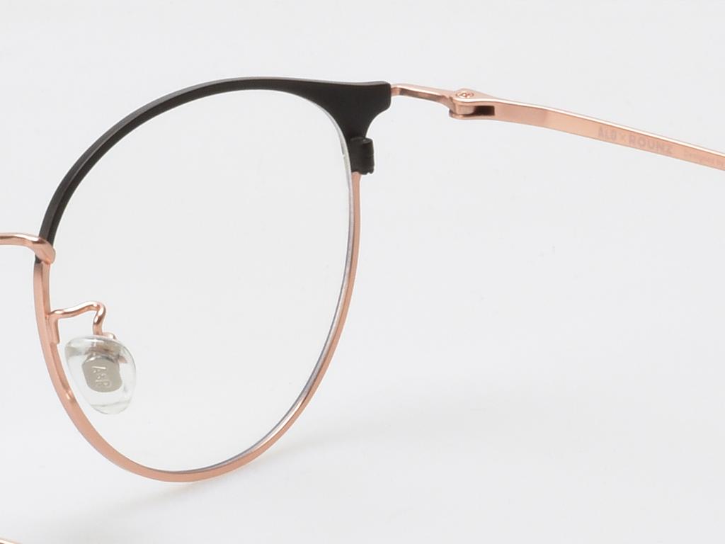 Alloaiweeo [Aloxrounz] Ar8013A C2 Half Two-Tone Black & Rose Gold Beta Titanium Round Glasses