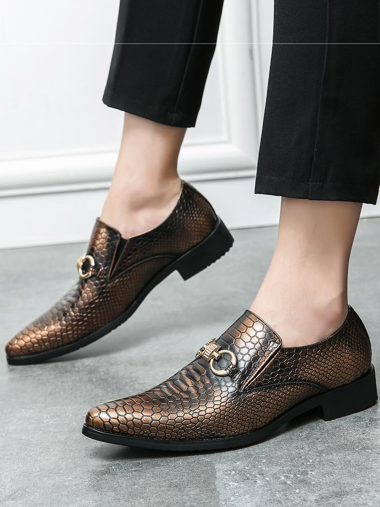 New Fashionable Snake Skin Pattern Design Luxury High-quality Decorative Buckle Mens Shoes Breathable Comfortable Leisure Loafer