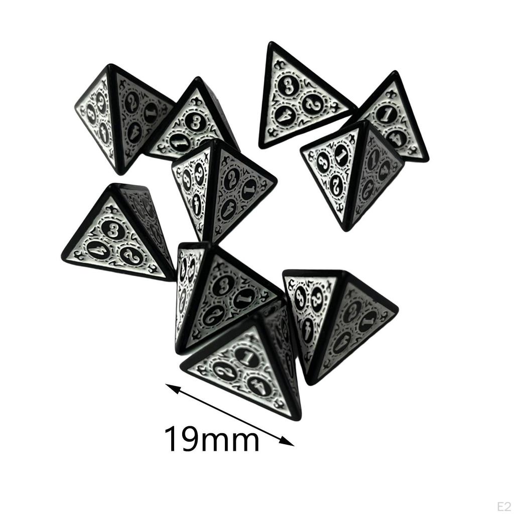 10 Dadi D4 in Acrilico, Dadi Poliedrici per Gioco di Ruolo, Multilato