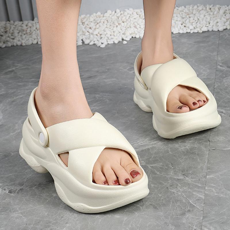 Fashion Rimocy Eva Solid Thick Platform Women's Sandals Summer Soft Comfortable Fashion Beach Sandels 2025 New Non Slip Wedges Slippers