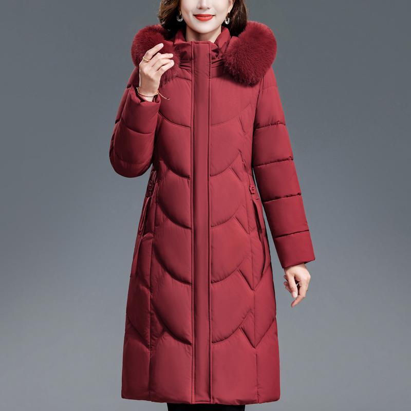 Middelaldrende Kvinners Kåper Vinter Lange Parkaser Hette Fuskepelskrage Tykke Varme Hverdagslige Kvinnejakker