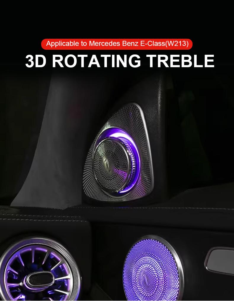RGB 64 Colours 3D Rotation Glow Tweeter Speaker Ambient Light LED Speaker Horn for Mercedes Benz E-Class W213 E200 E250 E300D