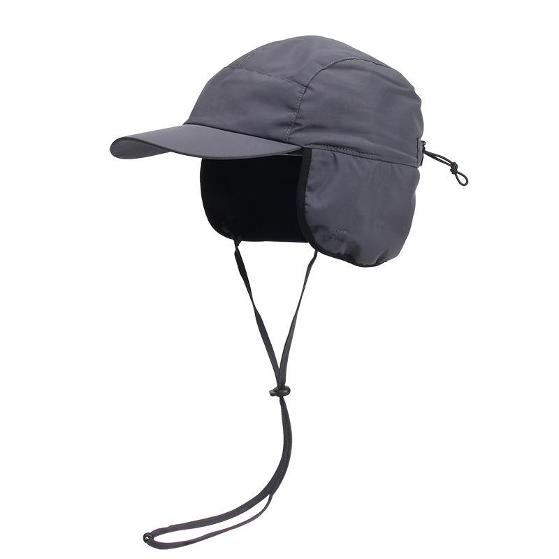 Water-Resistant Winter Ear Flap Baseball Cap - Warm Fleece Lined, Thickened with Drawstring, Adjustable for Big Head (Men Women)