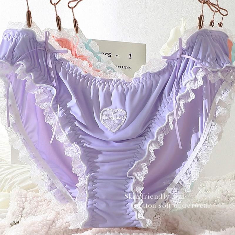 XL to 4XL Plus size Lolita Panties Japanese-Inspired Soft Lace Maiden briefs Comfort-Fit Leg Openings Sweat fairy underpant Sexy underwear