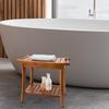 Two-Tier Waterproof Teak Bathroom Stool - Non-Slip Wooden Bench for Shower & Shoe Changing