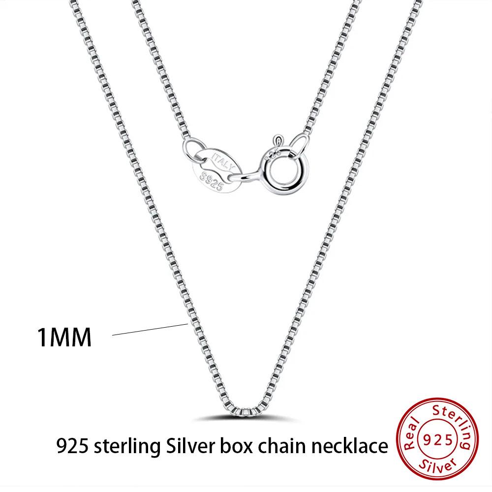 Effie Queen 100% 925 Silver Basic Chain Necklaces Box/Snake/Chopin/Figaro Beaded Chain 40-60cm Unisex DIY Casual Wear