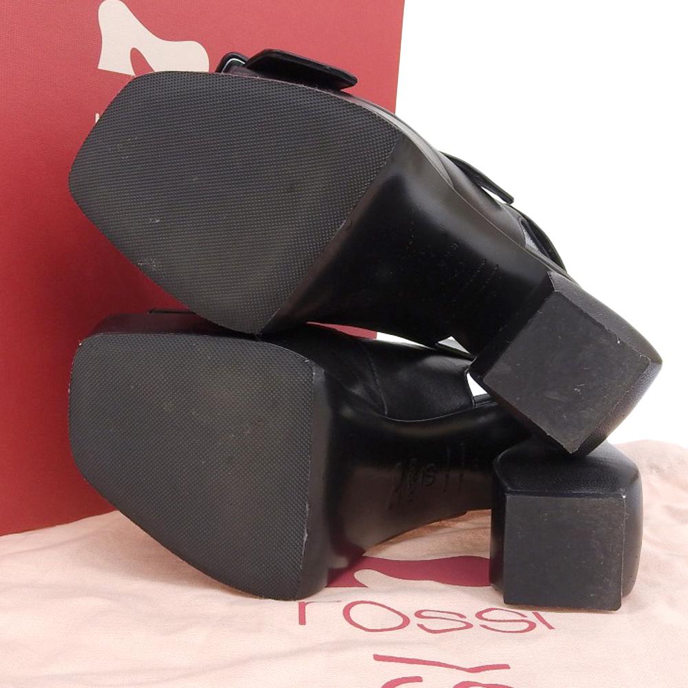 Sergio Rossi Beautiful W-strap leather heel sandals for women, black, size 35 shoes 35 blackUsed