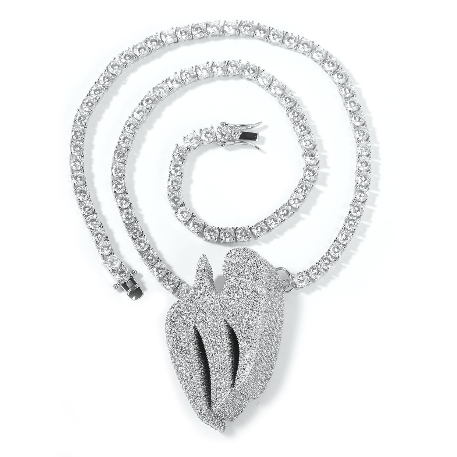 

Hip Hop Gumeng Trend Hip Hop Pattern Feiyan Pendant Tennis Chain Unique Personality Pendant pendant + 5mm 14inch lobster clasp tennis chain срібний