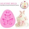 Rolin Roly 3PCS Butterfly Fondant Silicone mold Butterflies Cake Molds 3D Animal Candy Mould 3 Cavities DIY Decorating Desserts Mould for Jelly