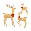 Christmas Lighted Reindeers Family with Red Bow Props Decor Holiday Luminous