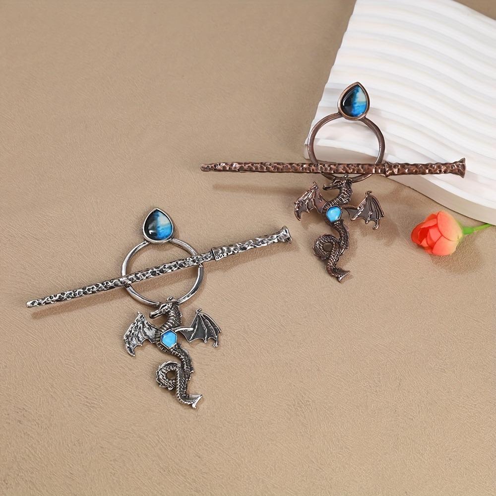 1pc Vintage Dragon Gemstone Hair Stick Gothic Fantasy Style Perfect for Cosplay Looks Unique Mythical Hair Accessory Enthusiasts