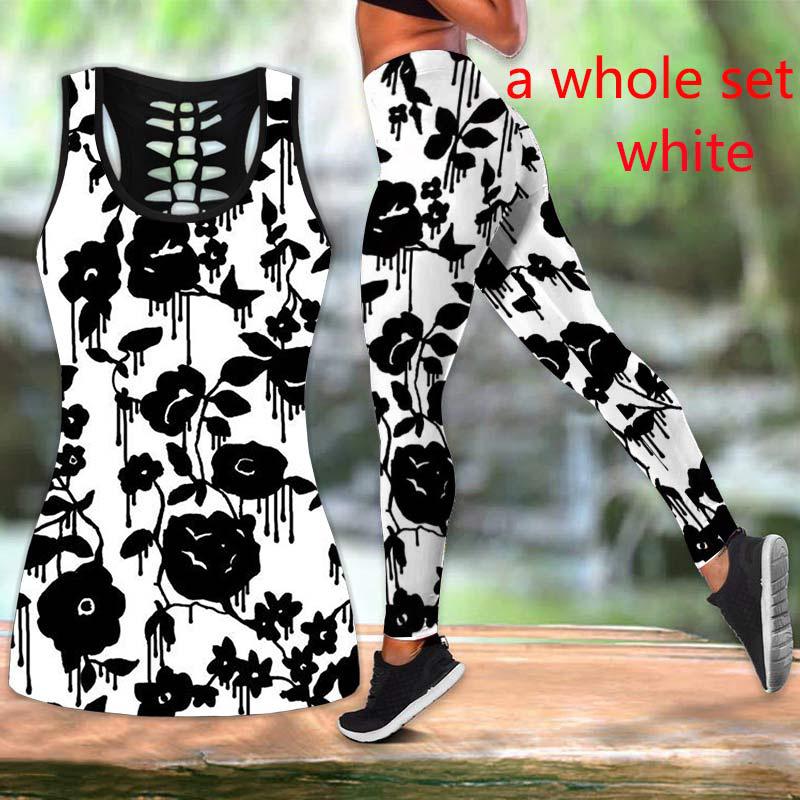 Moda Mujer Floral Estampado Hollow Tank Top + Leggings Yoga Outfit Fitness  Leggings Athletic Set comprar a buen precio — entrega gratuita, reseñas  reales con fotos — Joom