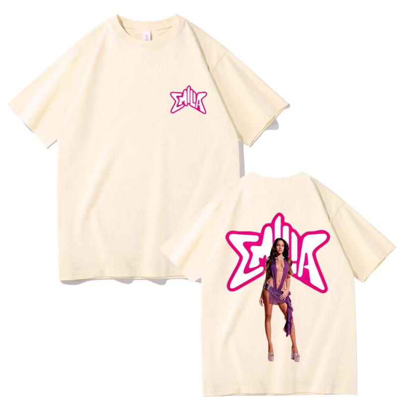 Singer Emilia Mernes MP3 Double Sided Print T Shirts Unisex Women Cotton Oversized Tshirts Unisex Fashion Tshirt Streetwear