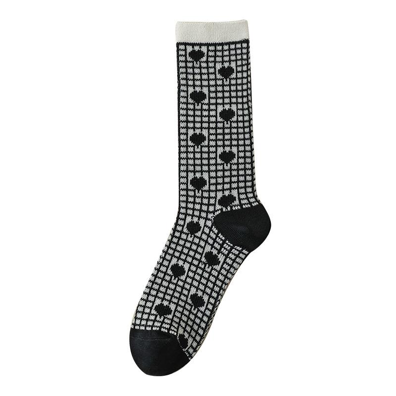 Retrofarbene High-Top-Socken für Damen im Herbst und Winter und Mid-Top-Socken aus gekämmter Baumwolle für Damen im Frühling und Herbst