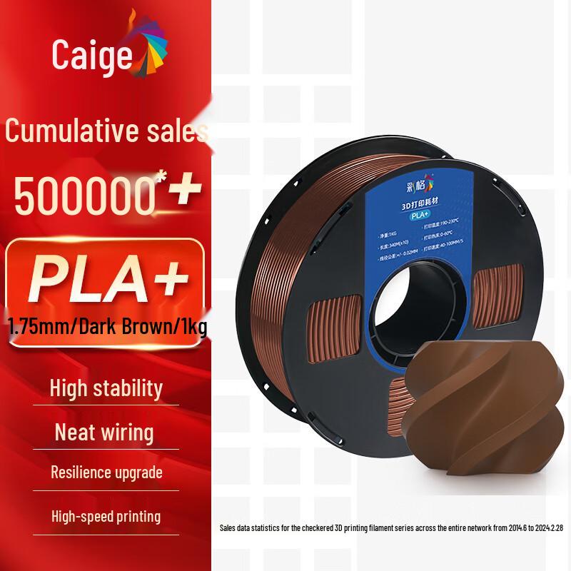 Caige 3D Printer PLA+ Filament 1.75mm CN plug (adapter included)