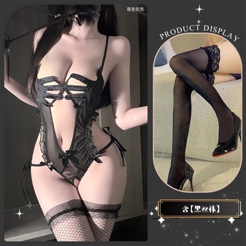 Sexy Underwear Sexy Palm Print Fun Open Crotch Onesie Perspective Hot Temptation Suit Women's Lace Hollowed Out