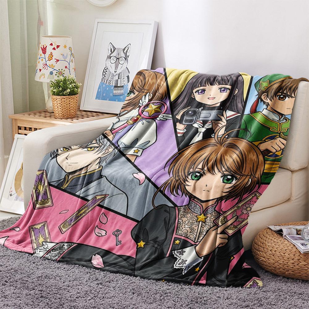 1PC Cardcaptor Sakura Patterned Flannel Blanket Suitable For All Seasons For Home Decor Warmth And Comfort Gifts Holiday Present