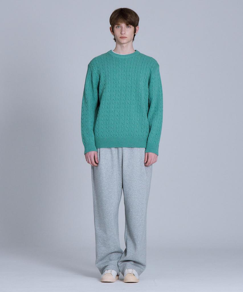BASIC HOUSE Cable Round Neck Knit Mint Lykt7101 (Type B)