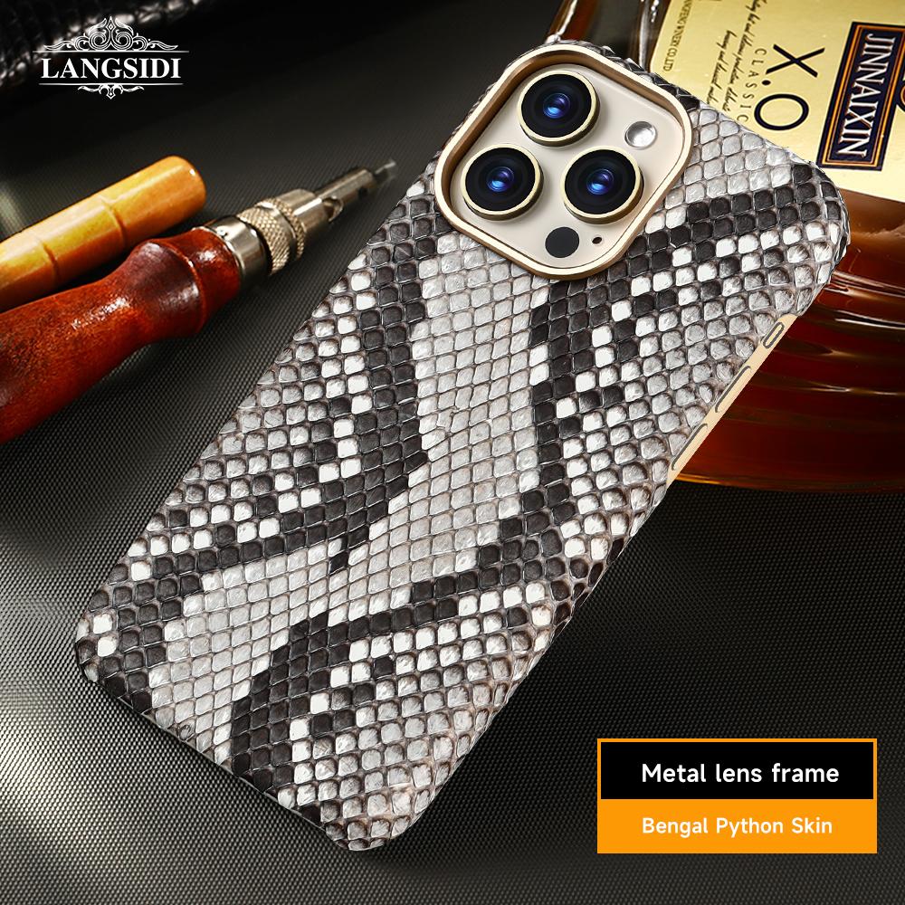 

Кожаный чехол Magsafe для iPhone 14 16 Pro Max 16Pro 15Pro Роскошная задняя крышка из натуральной крокодиловой кожи с защитой экрана For iPhone 13 Pro&Case & Screen Protector