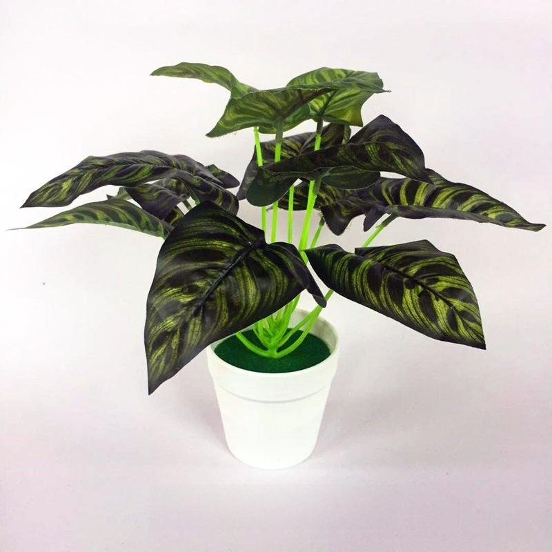 Bicolor Simulated Caladium Artificial Green Plant Potted Indoor Decoration