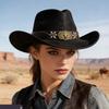 Unisex Wildleder Cowboyhut im Westernstil mit Krempe Jazzhut