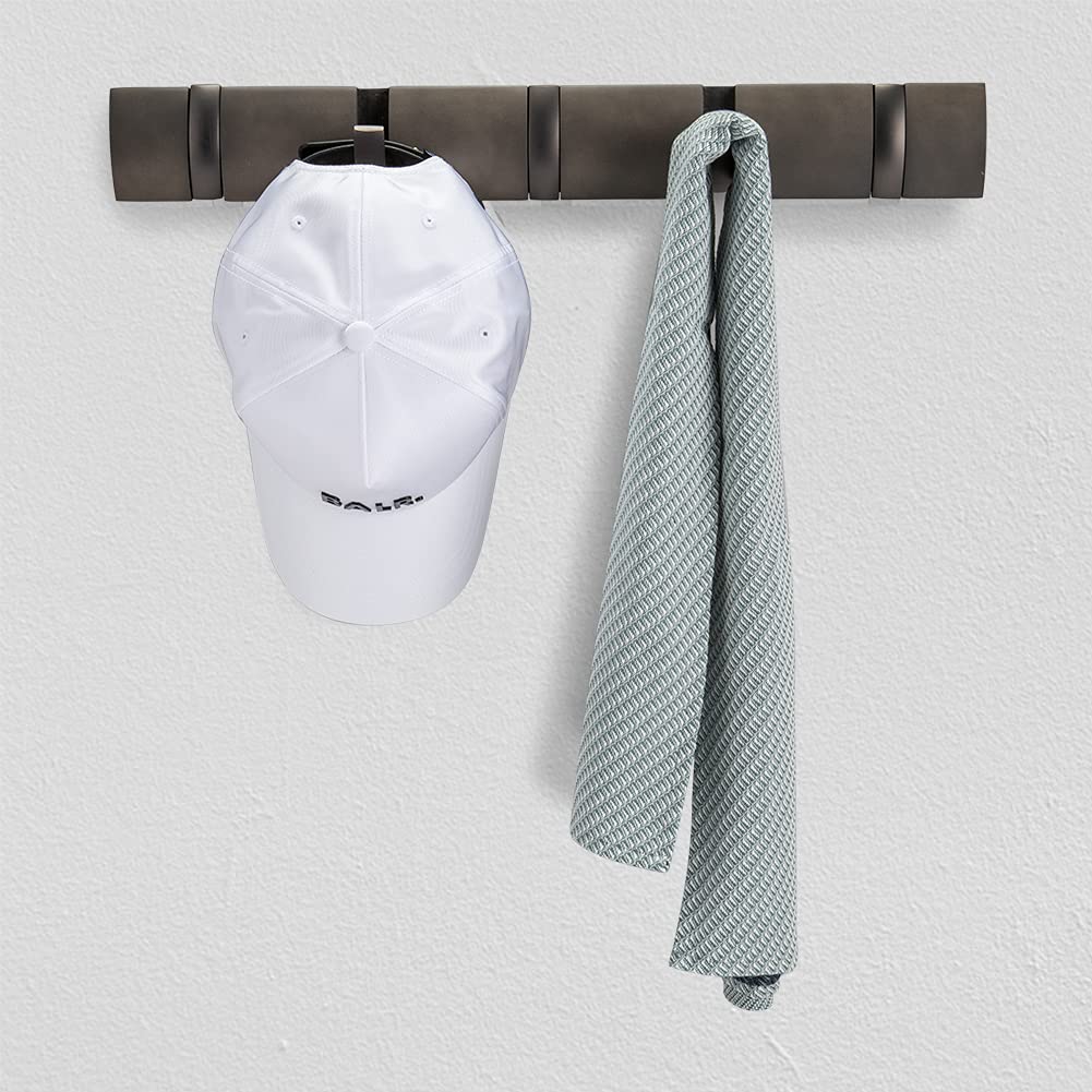 Umbra Coat Rack with Flip Hooks FLIP 5 HOOK 5-Hook Hooks, Wall-Mounted, Stylish, Gray/Pewter, 318850-1045. GREY/PEWTER. [Used]
