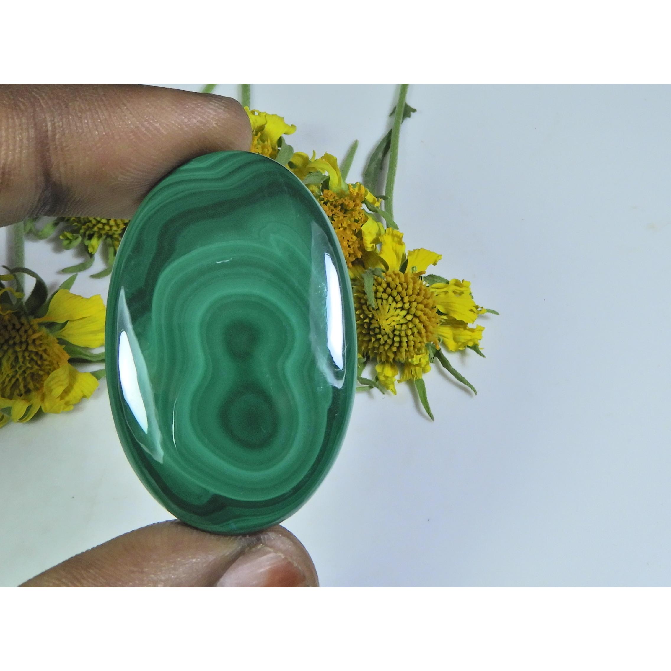 

AA++ 70Cts. Natural Green Malachite Oval Cabochon Loose Gemstone 25X40X04MM D-34
