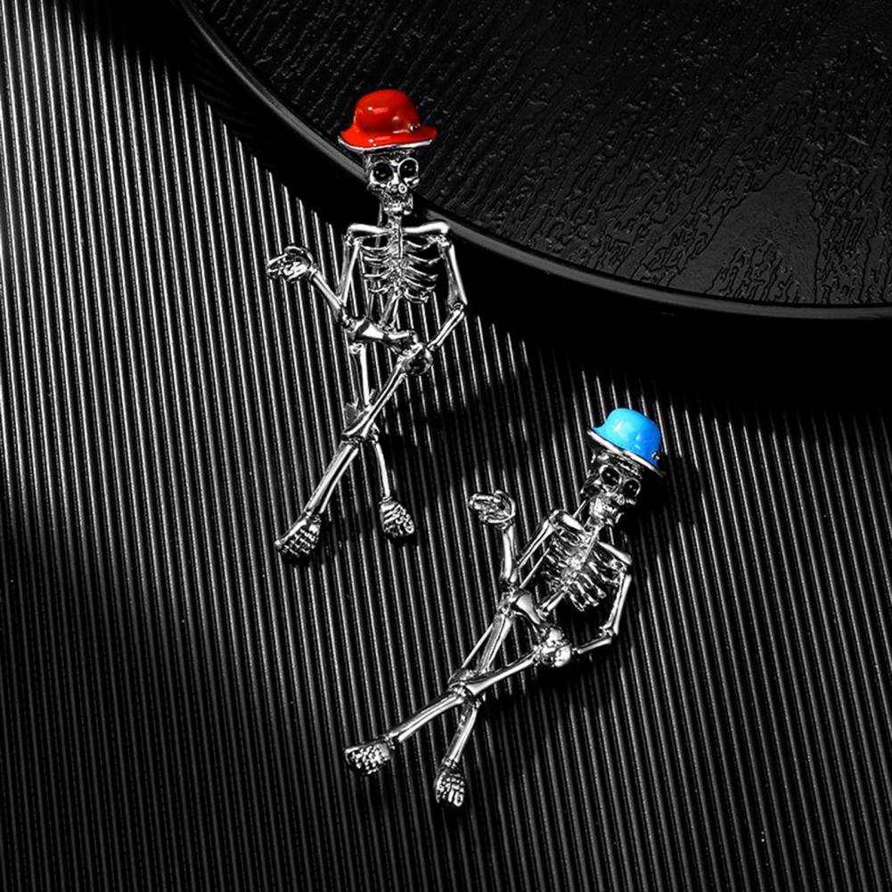 Halloween Brooch Exaggerated Skeleton Ghost Brooch for Halloween Party Polished Alloy Hollow Out Clothes Decoration for Evening