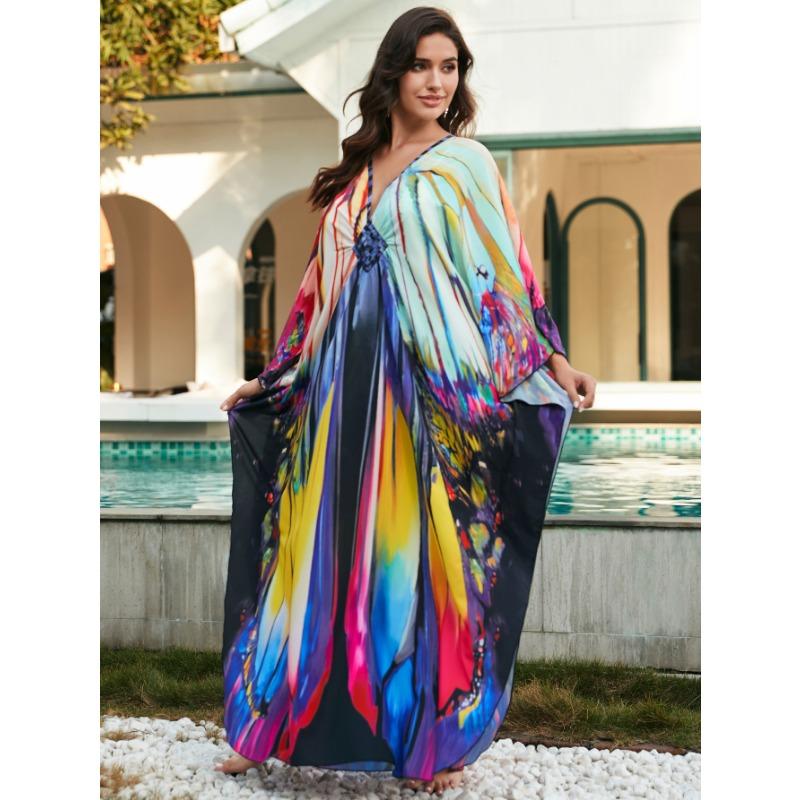 

Жіноча сукня великого розміру з принтом Пляжне прикриття Вільне святкове прикриття бікіні One Size