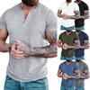 Herren Sommer Einfarbig Kurzarm Henley T-Shirt, Europäisch Amerikanisch Rundhals Pullover Knopf Lässig T-Shirt