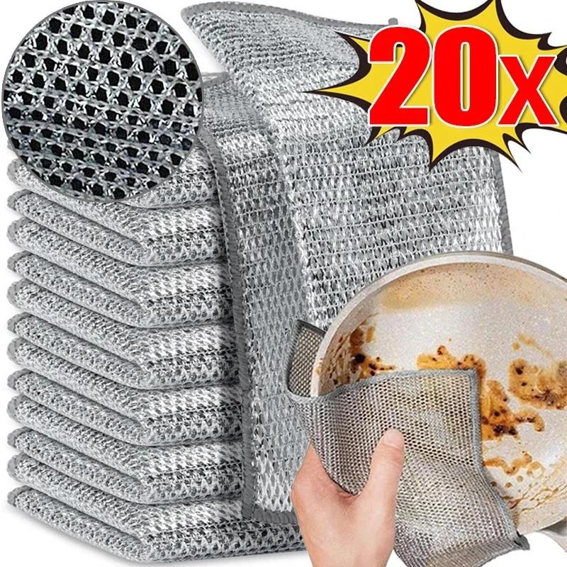 10/20pcs Silver Rag Single and Double Side Kitchen Cleaning Cloth Instead of Steel Ball Rag Cleaning Cloth