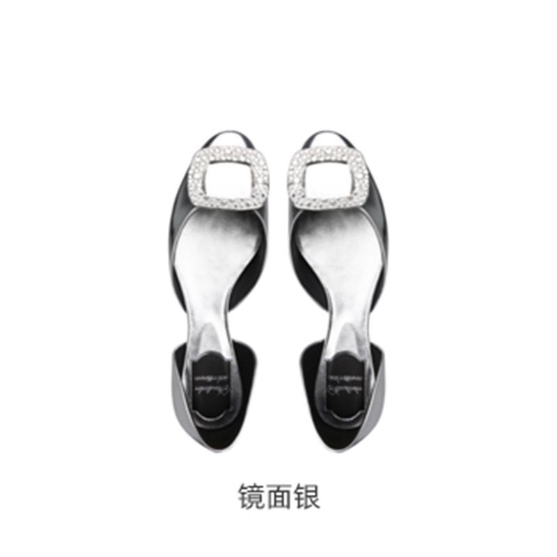 Grape mother studiolee summer new fashion fairy round head square diamond jewelry shallow mouth hollow flat-soled single shoes women
