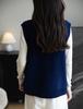 Women's Wool V-neck Cardigan with Rhinestone Buttons - Sleeveless Knit Pullover Vest, Large Quantity Available in Stock