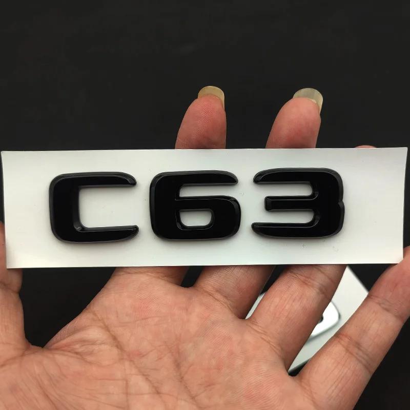 3d ABS Chrome Black Logo C63 Emblem Letters Sticker Nameplate Car Trunk Badge Decal For Mercedes Benz C63 AMG W205 Accessories
