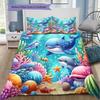 Ocean Dolphin Print 3-Piece Bedding Set (1 Duvet Cover, 2 Pillowcases) — Soft Ocean-Themed Bedding, Home Decor