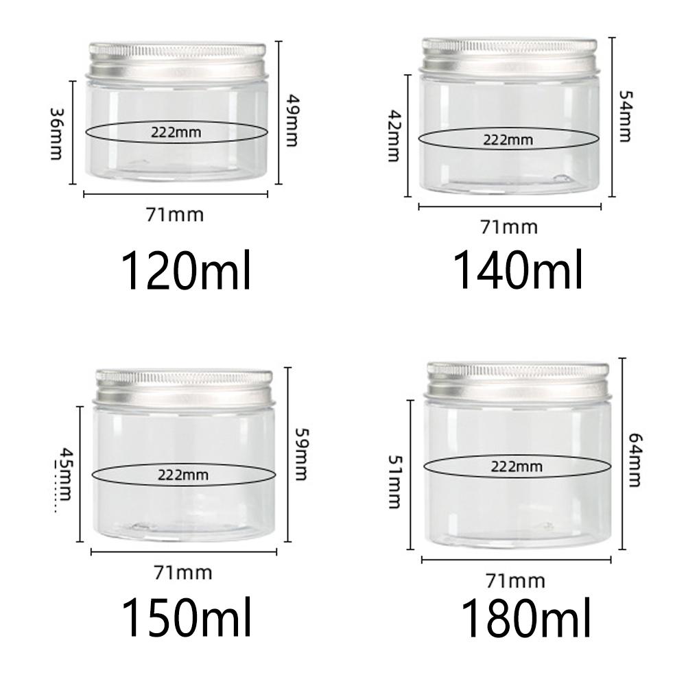10/30pcs 50ml 100ml 150ml 250ml Empty Cosmetic Cream Jar with Aluminum Lid Storage Jar Makeup Bottle PET Makeup Pot Travel