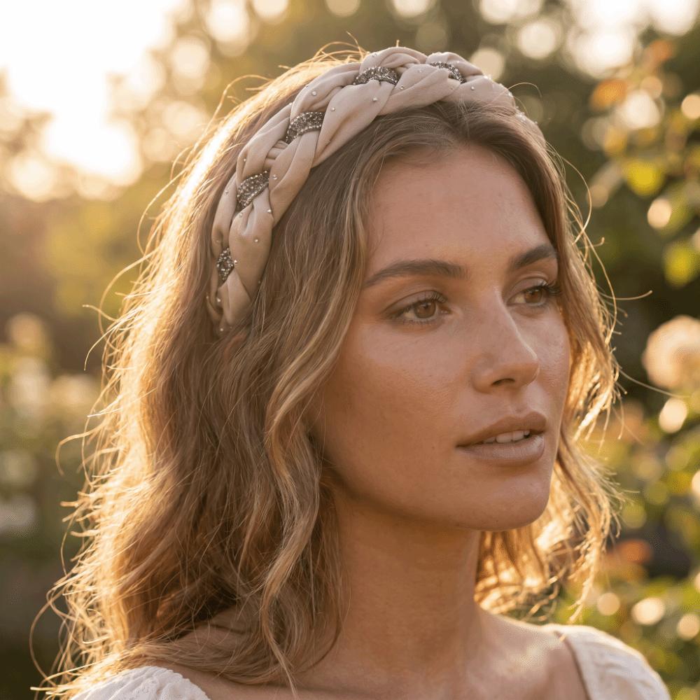 Twisted Knotted High Cranial Hair Hoop Wide Brim Braided Hairband Chic Rhinestone Headband Makeup