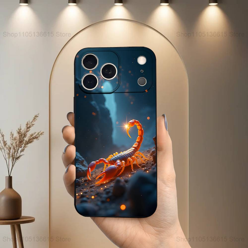 Cool Myth Art Scorpion For iPhone 13,16,11,14,17,12,15,Plus,Pro Max,XS,X,XR,SE,Mini,8,7,Phone Case Soft Silicone Black