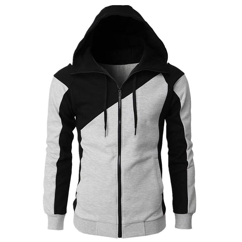 Men's Casual Patchwork Hoodie Jacket - Plus Size
